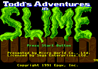 Slime World title screen for Sega Mega Drive
